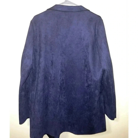Solitaire Faux Suede Cardigan Duster Boho Jacket Navy Blue Large NEW - Picture 4 of 4